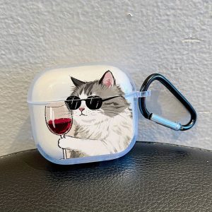 Cat-Themed Headphone Case with a D-Shaped Buckle for Airpods