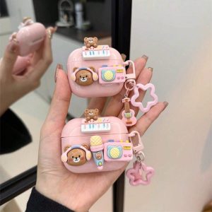 Cute Cartoon Music Bear Earbud Case for Airpods