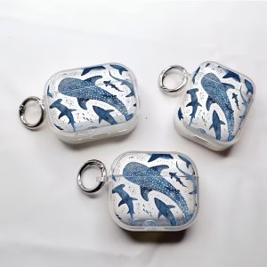 Whale Pod Pattern Round Buckle Case for 4thu002F4th Pro Generation, iPhone Earphone Case, Pro 2 Earphone Pouch, Case for 4 Pro Earphones, Transparent Earphone Case for 4th Generation, Transparent TPU Pro 2 Earphone Case with Round Buckle
