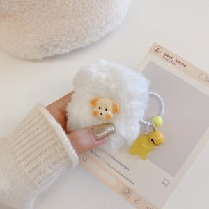 Puppy Plush Shell + Star Pendant Suitable for Apple Full Coverage Anti-Drop Wireless Headphone Case Creative Minimalist Niche for Apple for airpods 1 2 3 4 for airpods Pro 1 2 for airpods(2nd generation) for AirPods(3rd generation) for AirPods(4th generation) for AirPods Pro for airpods Pro(2nd generation)